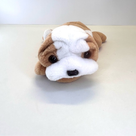 Wrinkles Bulldog 1996 Ty Beanie Babies Plush Stuffed Animal 8" Long Brown White - Picture 6 of 10